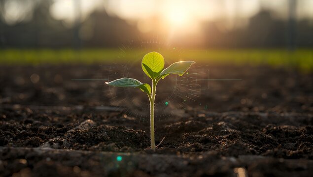 a young plant growing in the sunlight, symbolizing new beginnings and growth