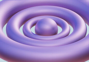 3d render Elegant flowing purple and lavender 3D abstract ribbon wave with glossy surface against light blue backdrop, perfect for futuristic and artistic visuals