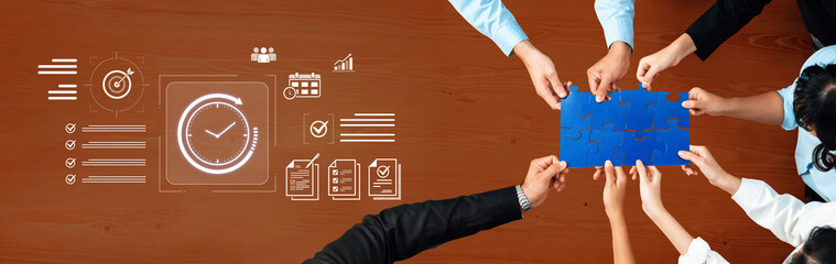 Concept of time management and productivity. Using tools like calendars and checklists to schedule...