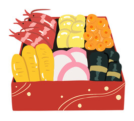 お重にはいったお節料理イラスト