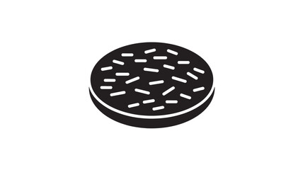 Black and white petri dish illustration simple glyph vector design isolated on white background