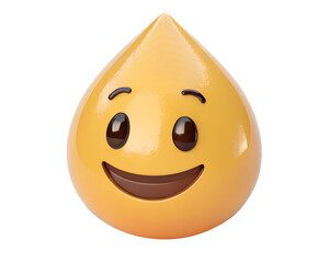 Fototapeta premium Ultra-smooth 3D sweat smile emoji, glossy tear drop, clean smile, transparent PNG background