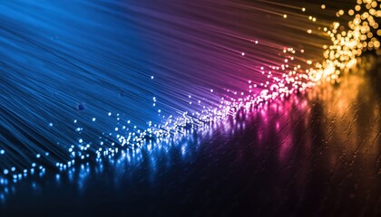 Vibrant fiber optics showcasing high speed internet connectivity with a modern network design ideal for tech companies and telecommunications marketing