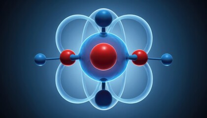 Detailed 3D rendering of a molecular structure showing the nucleus and orbiting electrons