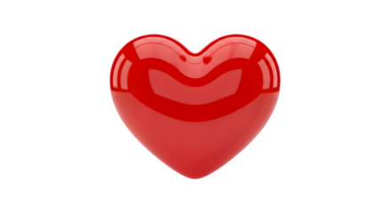 A vibrant red heart, symbolizing love and passion, stands out against an isolated on transparent background, its glossy surface reflecting light, creating a sense of depth and dimension, perfect for e