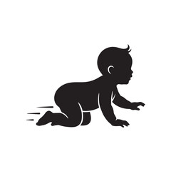 Silhouette of a baby crawling