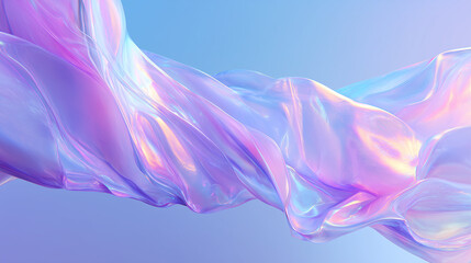 Holografische Wellen in Pastellfarben – Abstrakte 3D-Illustration