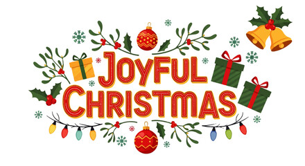 Festive Joyful Christmas Illustration with Transparent Background