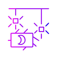 Abstract illustration of a moon symbol on a screen with glowing lights