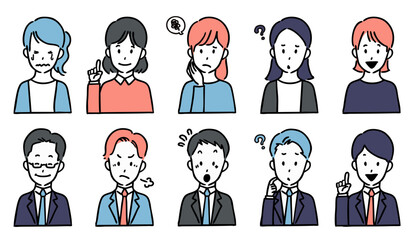 様々な表情の男女セット