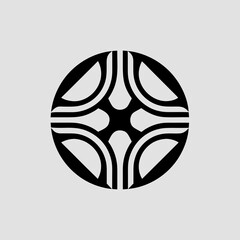 Abstract black circular geometric pattern on light gray background