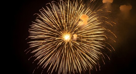 Obraz premium Golden fireworks burst against dark night sky celebrating a special event
