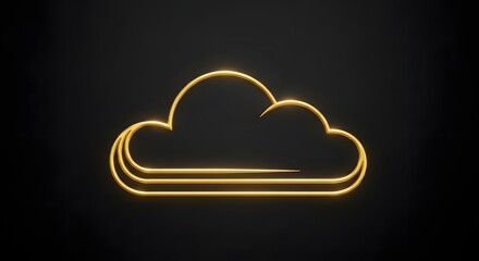 Glowing cloud outline on black background digital storage weather and technology concept
