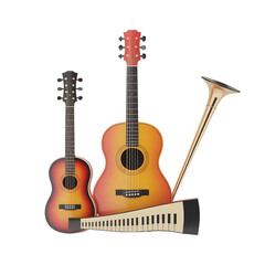 Fototapeta premium Assortment of musical instruments on a black background