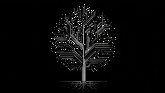 Abstract circuit tree graphic - Powered by Adobe