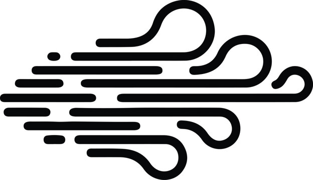 Illustration simple wind blowing flat icon graphic design silhouette vector