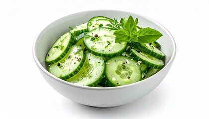 Sliced Fresh Cucumber Salad With Green Herb Garnish
