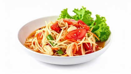 Spicy thai papaya salad with carrot and peanuts