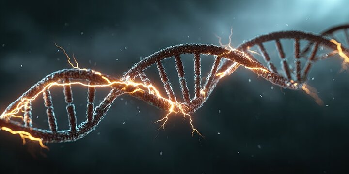 DNA helix with lightning - Powered by Adobe