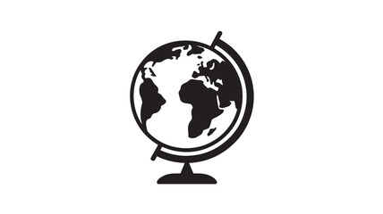 Globe icon with rotating arrow for geography and navigation, minimalist vector symbol