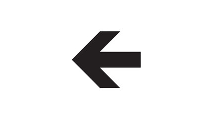 Simple black arrow pointing left flat vector icon for navigation and user interface design isolated on white background
