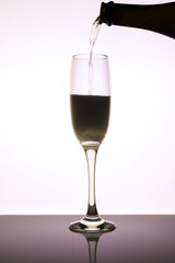 Serving champagne on classic champagne glass