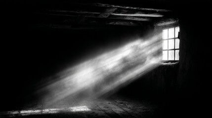 Minimalist composition sunlight beam through window