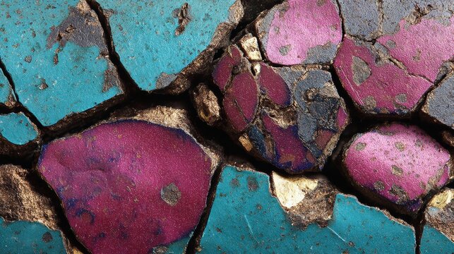 Abstract macro fractured ice crystals with turquoise - Powered by Adobe