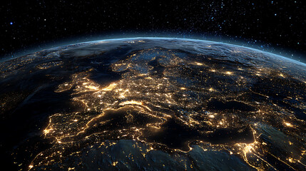 Obraz premium Earths glowing cities at night viewed from space lights