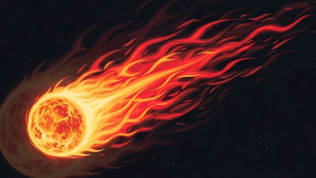 Fiery Comet Streaking Across the Dark Sky - A Celestial Spectacle.