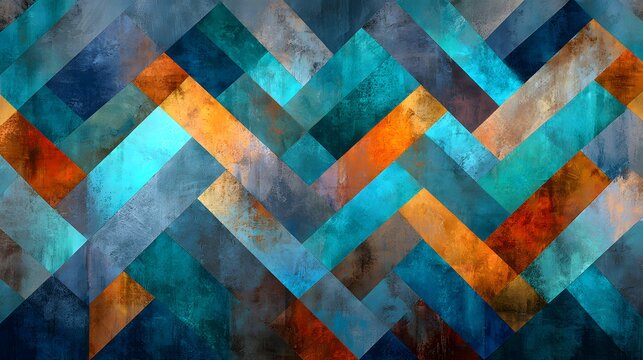 Vibrant abstract herringbone pattern with a distressed grunge texture background. - Powered by Adobe