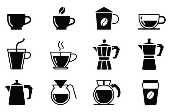 Collection of coffee themed icons for various uses