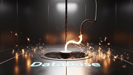 Detailed scientific animation displays a close-up of abstract neurological activity with neuron connections forming a bright, sparking core, set against a blue and orange vascular