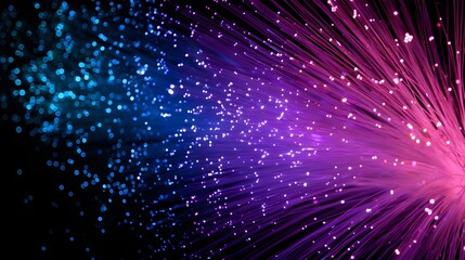 Vibrant Fiber Optic Light Strands Creating a Colorful Abstract Background.