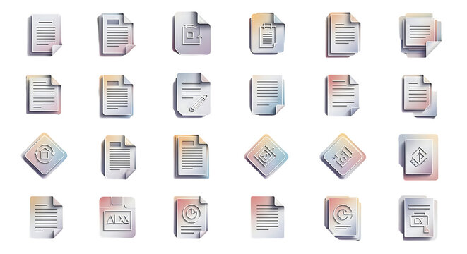 Digital Document and File Icons Collection on Transparent Background