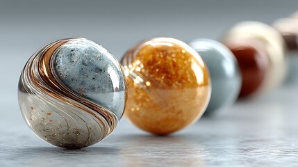 Fototapeta premium Abstract modern chrome balls glowing in light high resolution picture