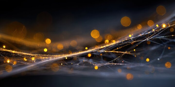 Abstract spiderweb with golden lights - Powered by Adobe