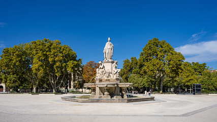 The Pradier Fountain (Fontaine de Pradier) in N&icirc;mes, Provence, Occitanie, France, Europe