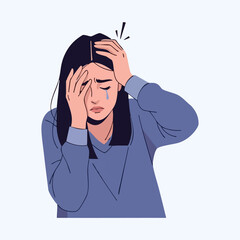 Upset woman covering face with hand