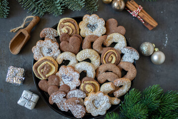 sweet home made Christmas cookies with spices 