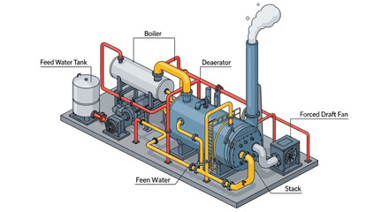 Industrial Boiler System - Detailed Isometric View of Power Generation.