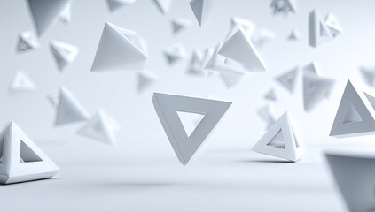 Abstract geometric shapes, white triangles in motion