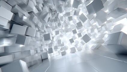 Abstract white cube tunnel