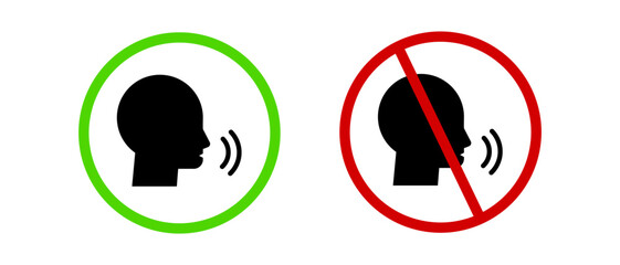 No Speaking Sign Vector Icon. Prohibition of Speech and Voice Communication Symbol