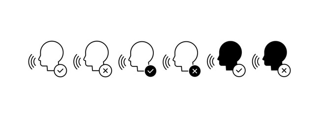 Voice and Speaking Icons Set. Communication, Discussion and Sound Symbols