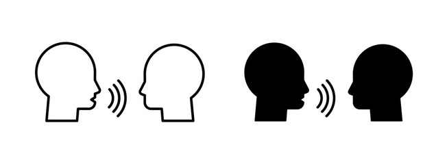 Voice and Speaking Icons Set. Outline People Communication and Discussion Symbols