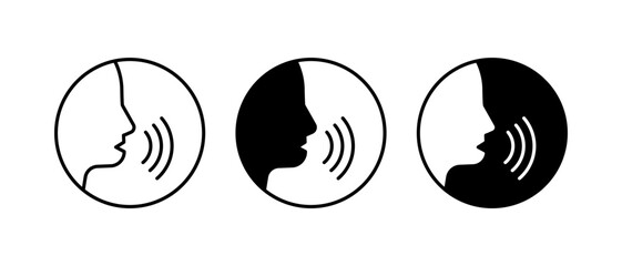 Voice and Speaking Icons Set. Communication, Discussion and Sound Symbols