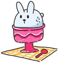 Cute rabbit bingsu drawing
