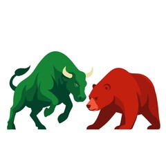 Trading bull and bear vector illustration