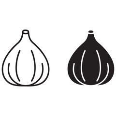 Fig Fruit Icon Outline and Solid Glyph Set